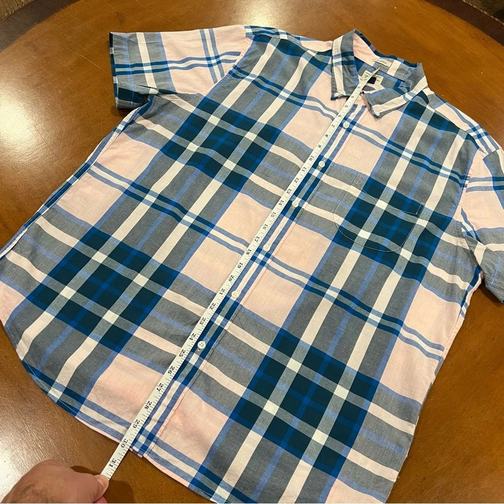 J.Crew Men’s Classic Fit Short-Sleeve Secret Wash Button‎ Up Shirt Pink Plaid
